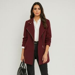Balenciaga dark cherry virgin wool high neck jacket NEW size S